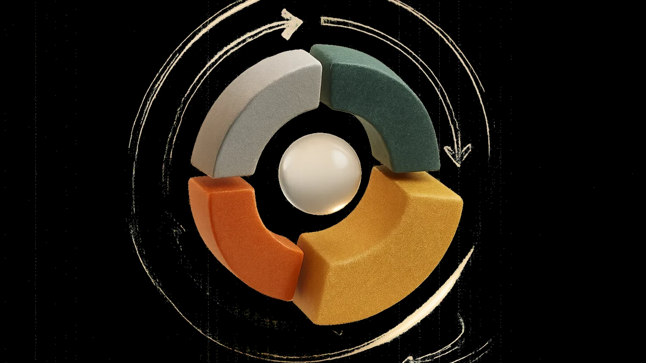 포트폴리오 리밸런싱 개념을 시각적으로 보여주는 차트와 화살표가 있는 대표 이미지