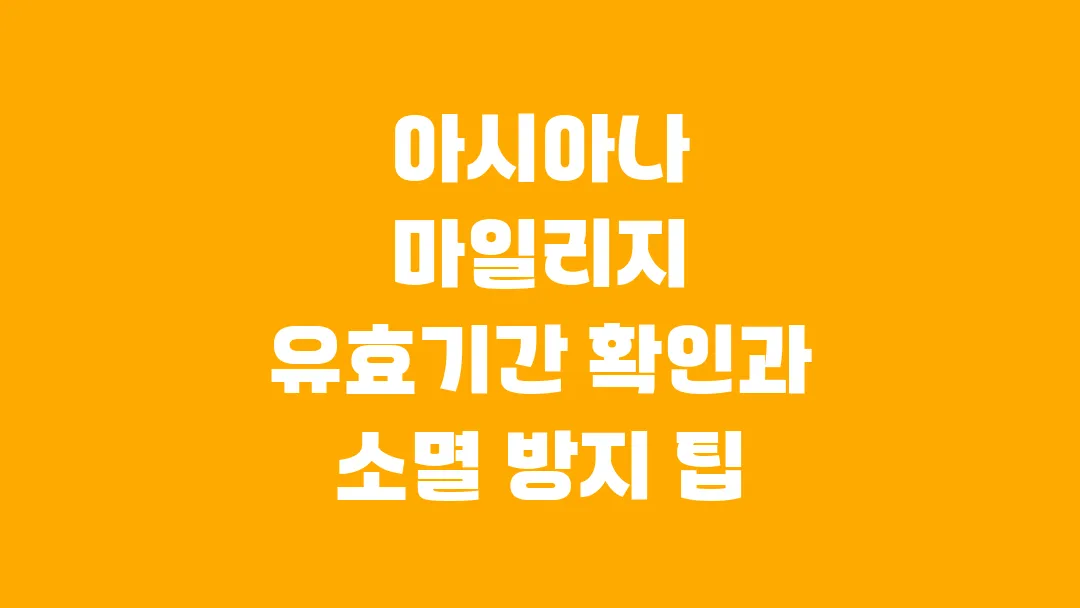 아시아나 마일리지 유효기간 확인과 소멸 방지 팁