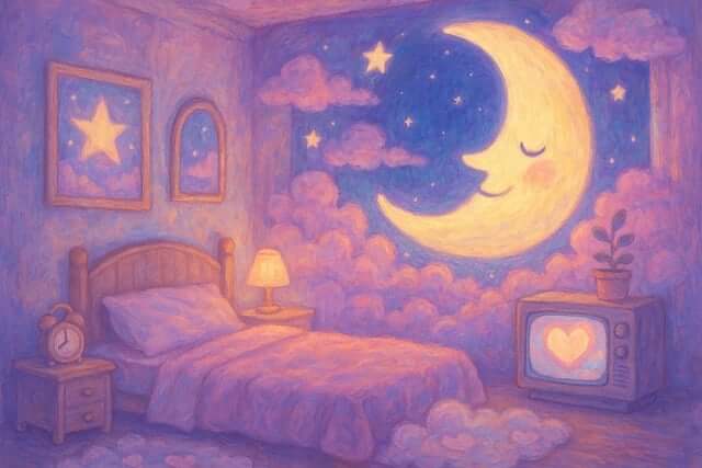 밤하늘의 달과 별 삽화