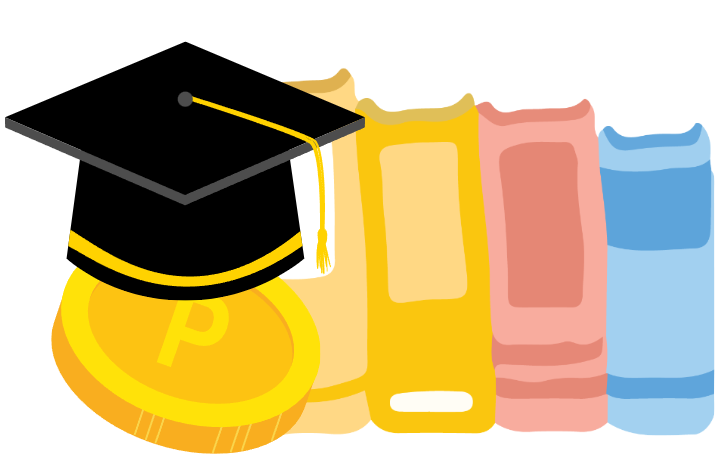 2025 국가장학금 신청기간 신청대상 및 방법과 관련한 국가장학금을 표현한 학사모와 책, 돈 그림