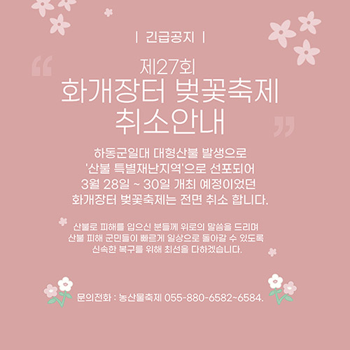 2025 봄꽃 축제 취소 연기 지역