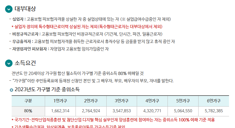 직업훈련생계비대출 조건