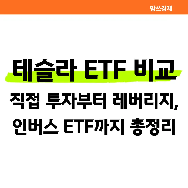테슬라 ETF 비교 썸네일 이미지 - 직접 투자, 레버리지, 인버스 ETF 총정리