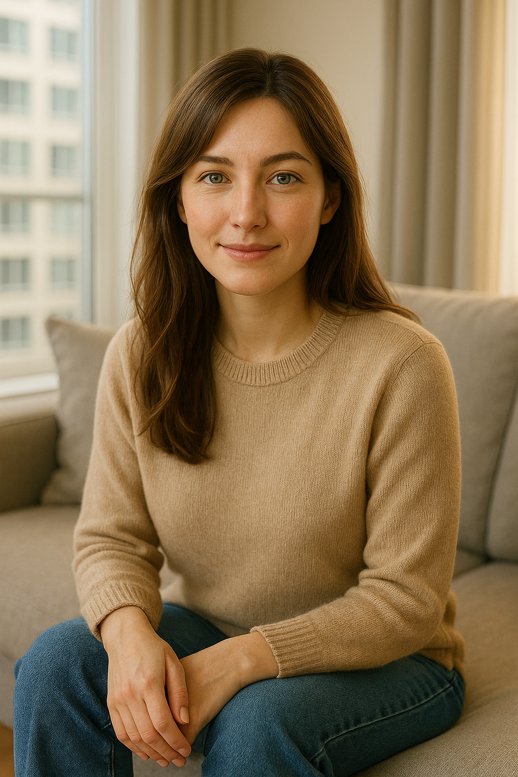 이 고양이 사진을 한국인 여성으로 의인화해서 이미지를 생성해줘