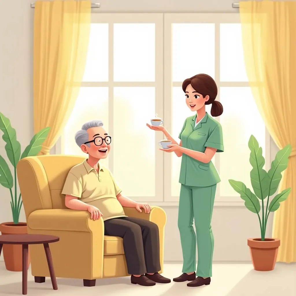 노인장기요양보험 재가급여 중 방문요양 서비스를 설명하는 이미지.