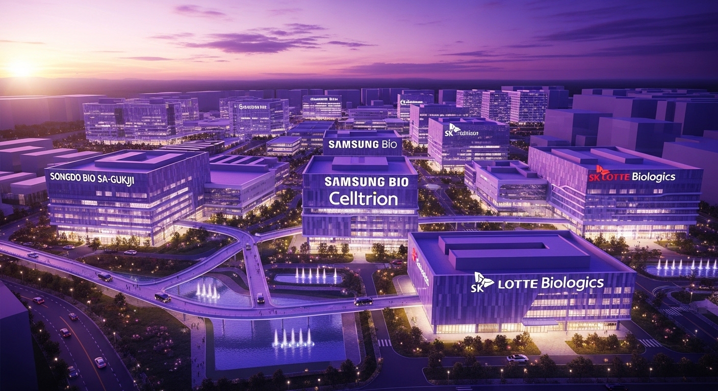 송도 바이오 사국지 삼성바이오 셀트리온 SK바이오사이언스 롯데바이오로직스 인천 생산 거점 퍼플 옐로우