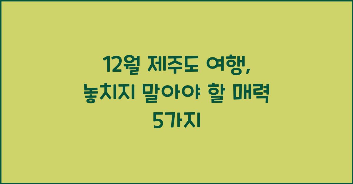 12월 제주도 여행