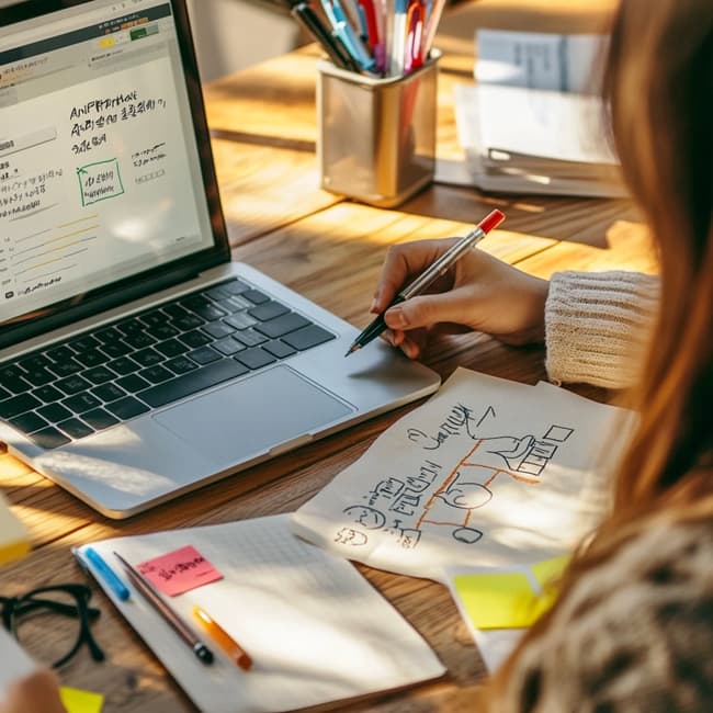 ChatGPT에 키워드 프롬프트를 입력하는 실사 장면