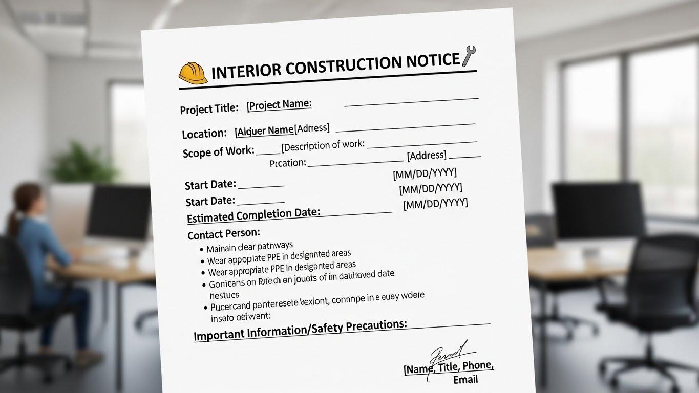 인테리어 공사 안내문 서식