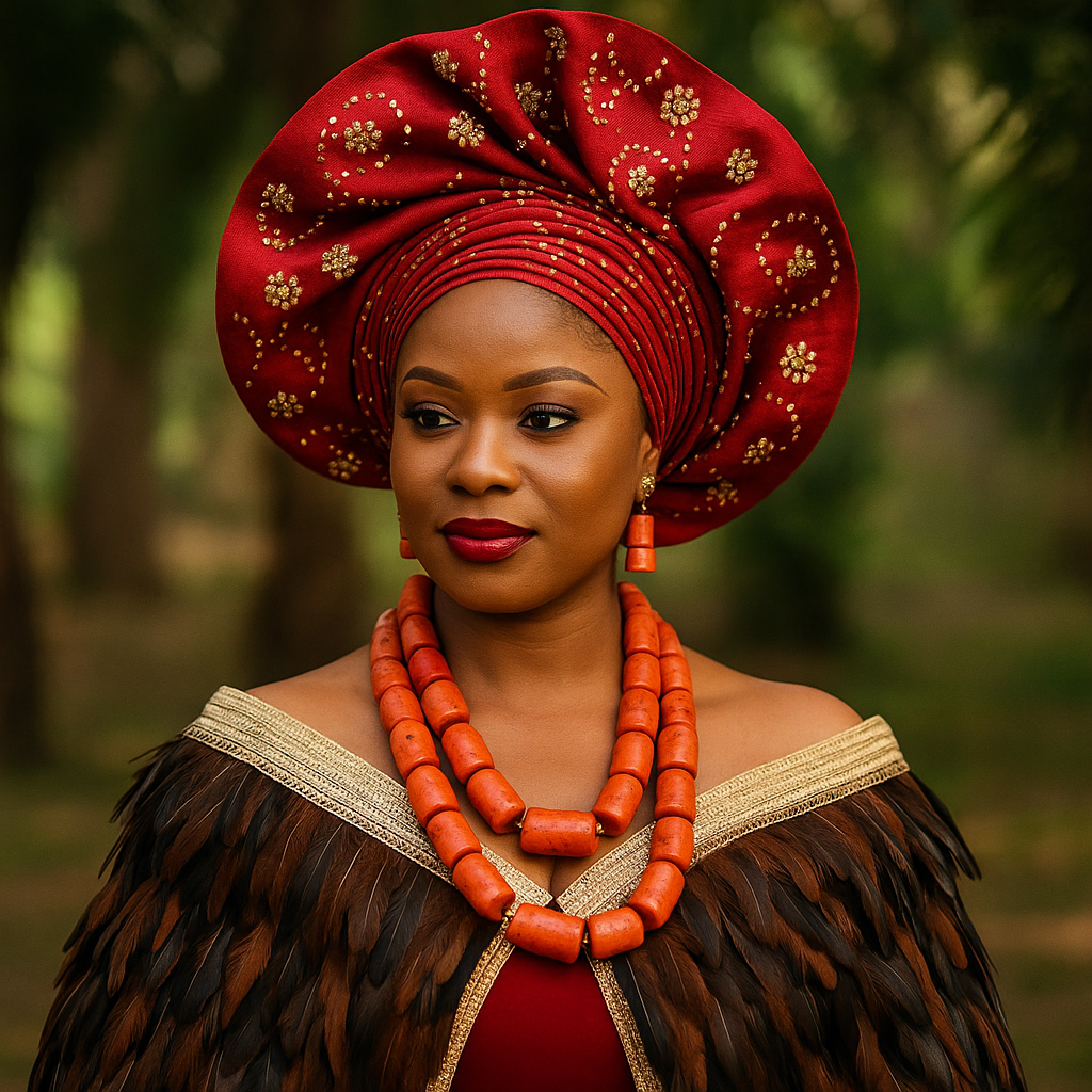 나이지리아 이보족의 혼례용 헤드기어