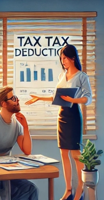 여자가 남자에게 설명하는 모습