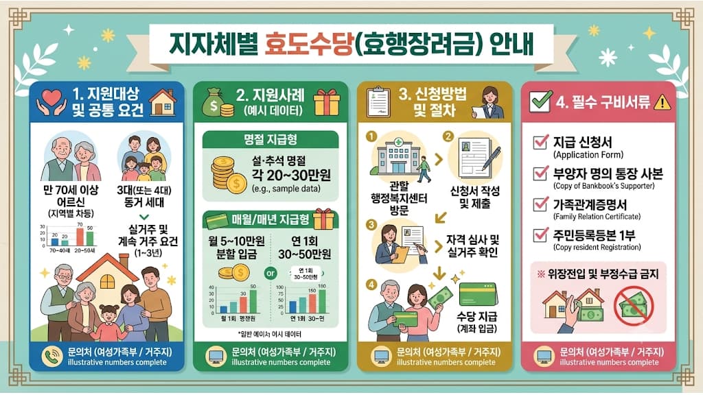 지자체별 효도수당(효행장려금)