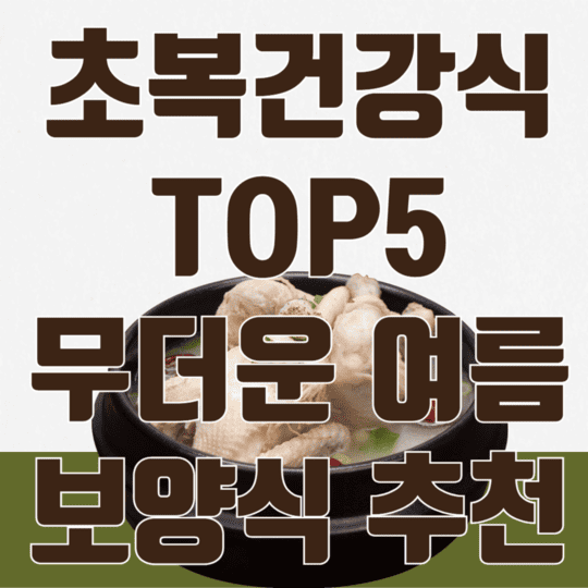 초복 건강식 TOP5 무더운여름 보양식 추천