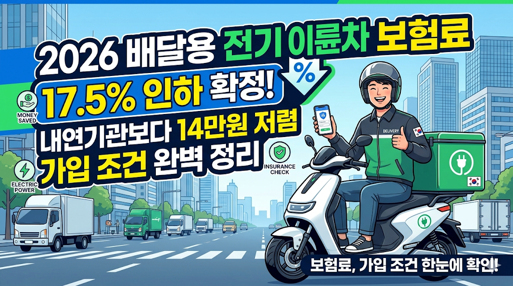전기이륜차 보험료 인하: 배달용 17.5% 인하 확정! 내연기관보다 14만원 저렴한 가입 조건 완벽 정리