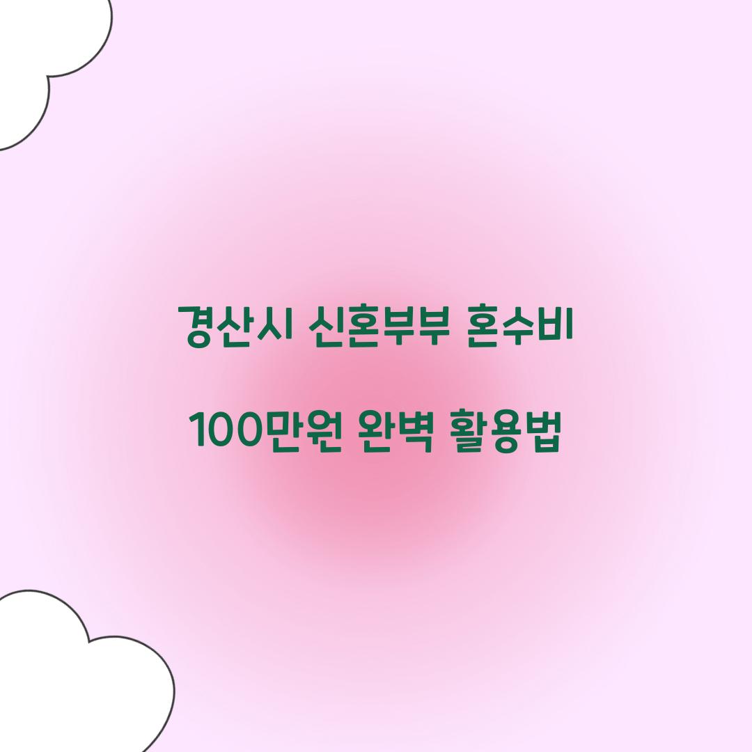 경산시 신혼부부 혼수비 100만원