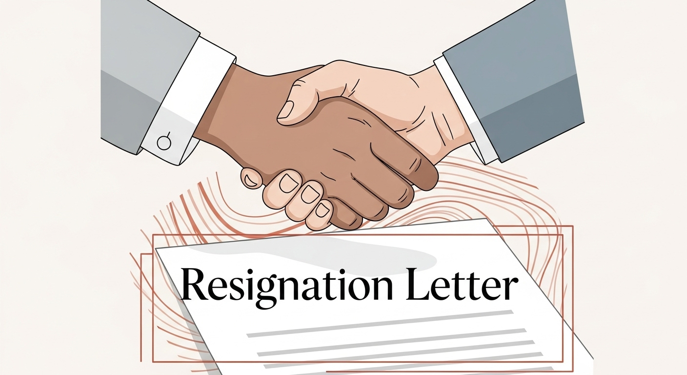 사직서를 주고받으며 깔끔하게 퇴사 절차를 마무리하는 모습.