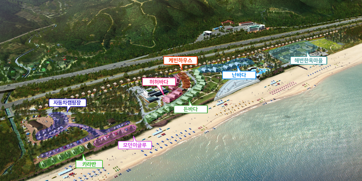 망상오토캠핑리조트 시설배치도