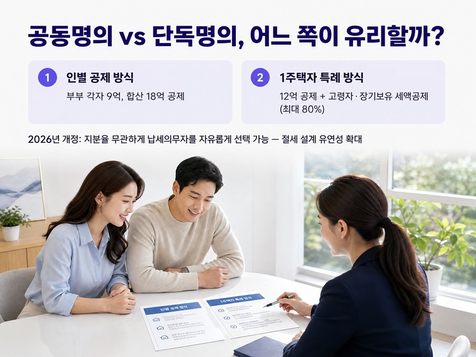 명의를 어떻게 두느냐 &mdash; 공동명의 vs 단독명의