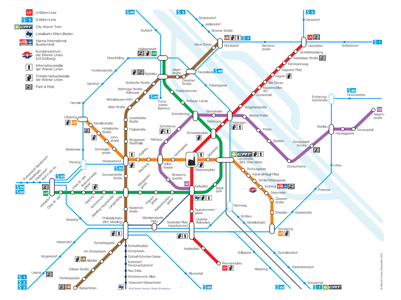 오스트리아 빈 지하철 노선도