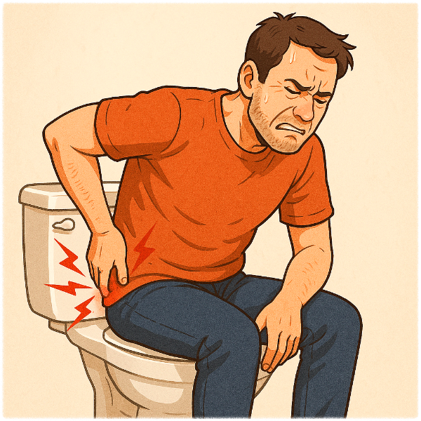 치질 통증을 앓고 있는 모습의 이미지