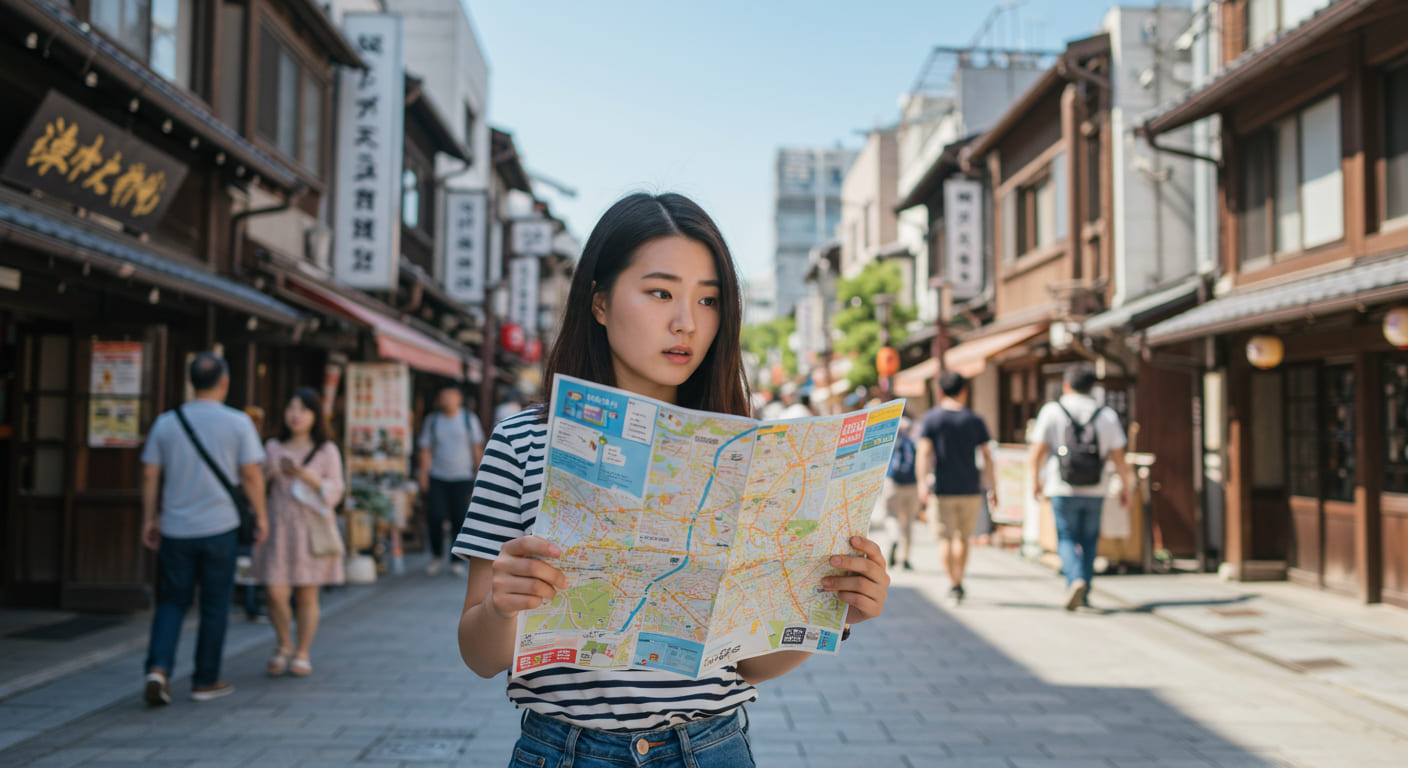 나고야 여행 계획을 세우는 한국인 여행객