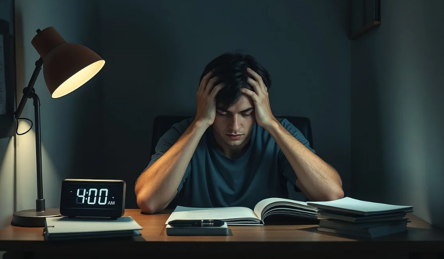 새벽 불면증에 힘들어하는 남자