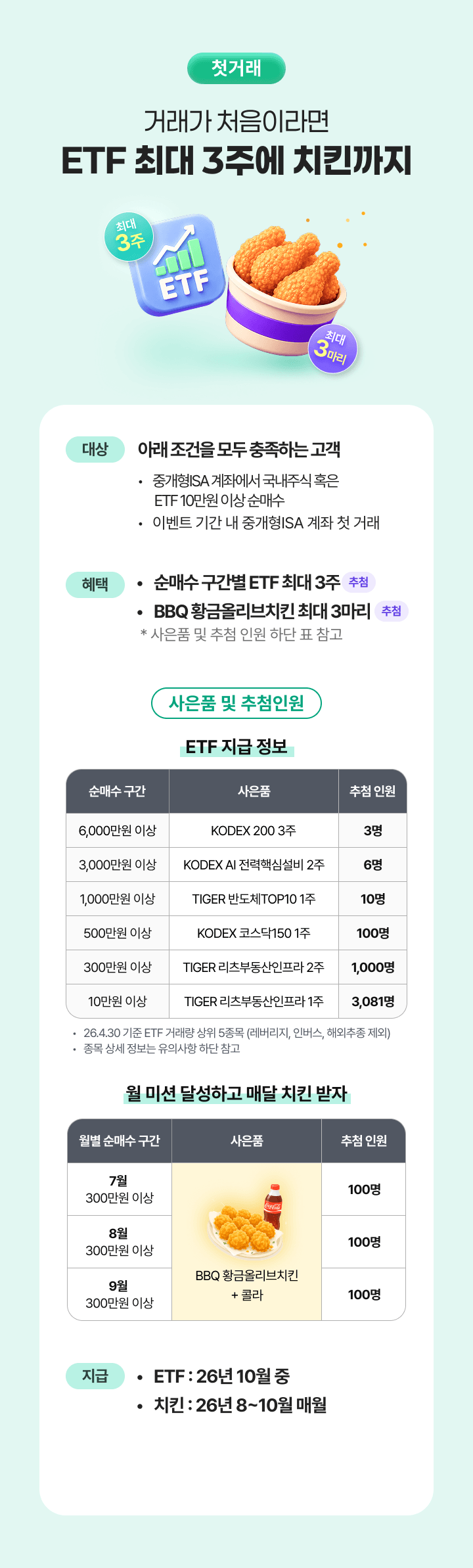 키움증권 중개형 ISA 최초 계좌개설, 타사 이전, 만기 재가입 고객 대상 이벤트