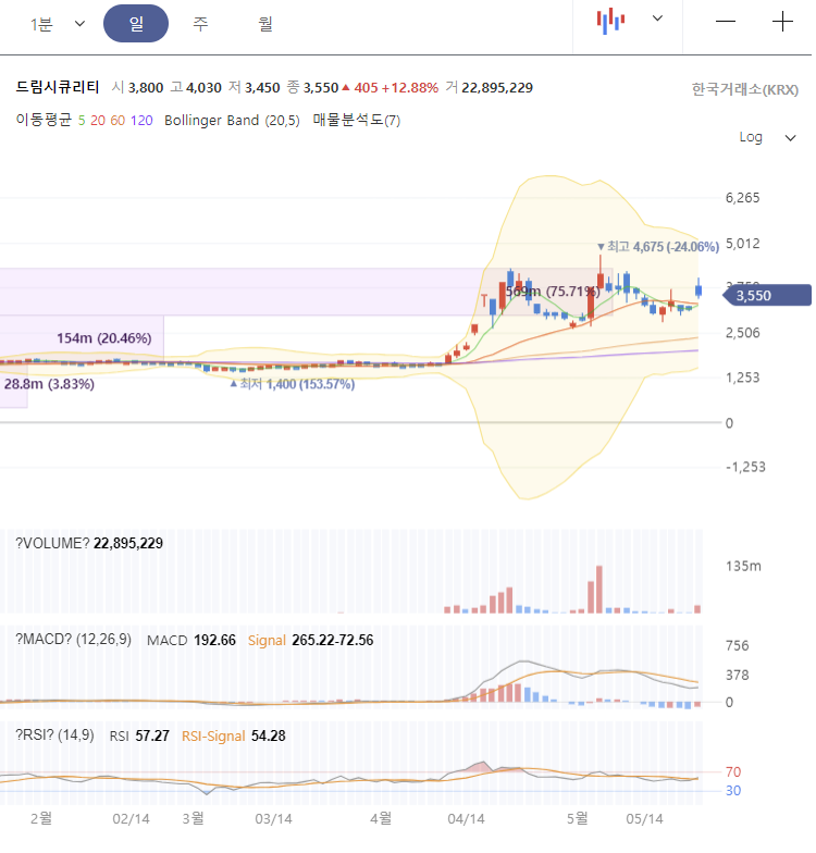 드림시큐리티 주가 전망 차트 분석