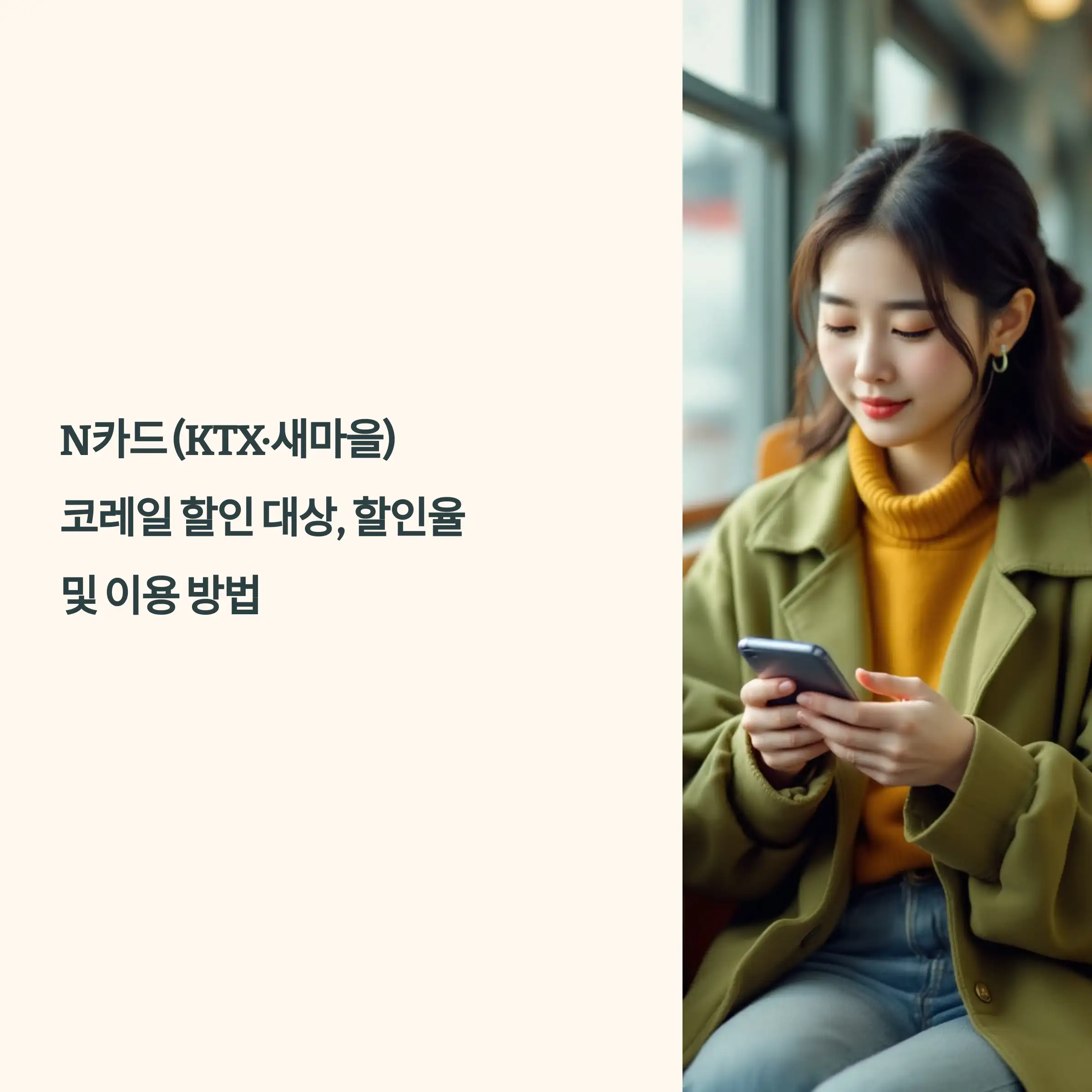 N카드 (KTX&middot;새마을) 코레일 할인 대상, 할인율 및 이용 방법