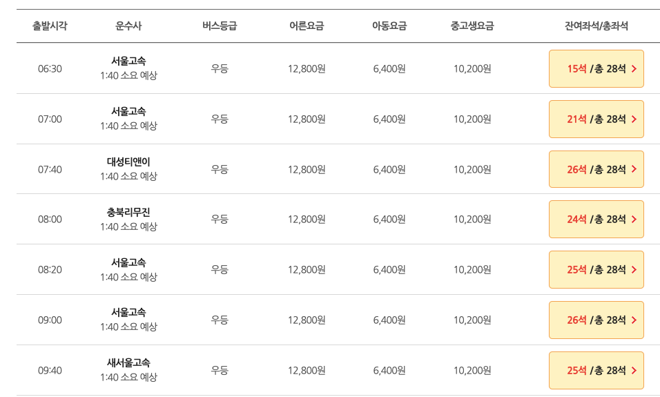 청주시외버스터미널_시간표