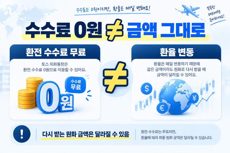 토스 외화통장 환전 수수료 무료와 환율 변동 차이 설명