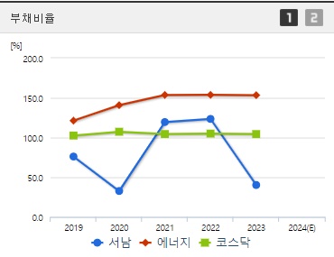 서남 주가 부채비율