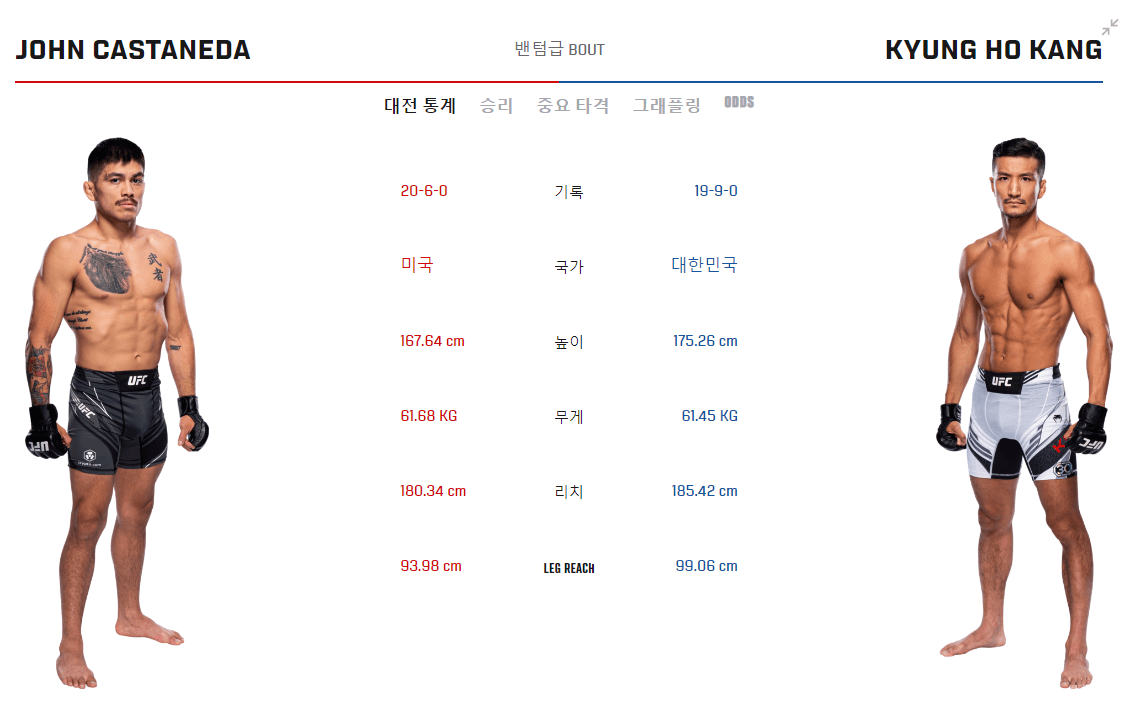 UFC 295 강경호 카스타녜다