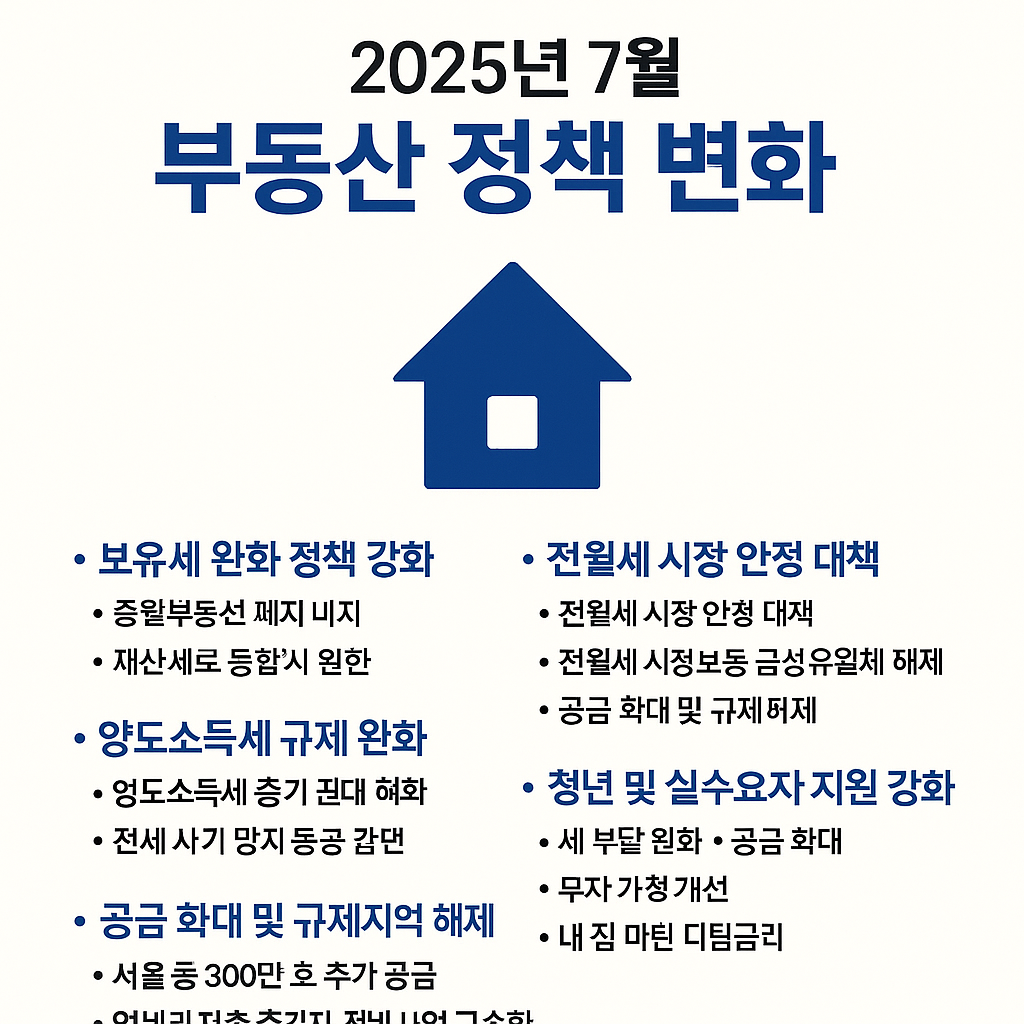 2025년 7월 부동산 정책 변화 요약 및 핵심 정리