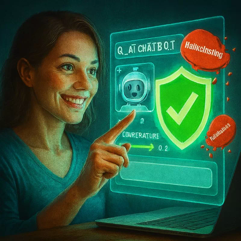 AI 환각 방지 꿀팁, 챗GPT 헛소리를 막는 프롬프트와 Temperature 설정을 보여주는 안전 이미지