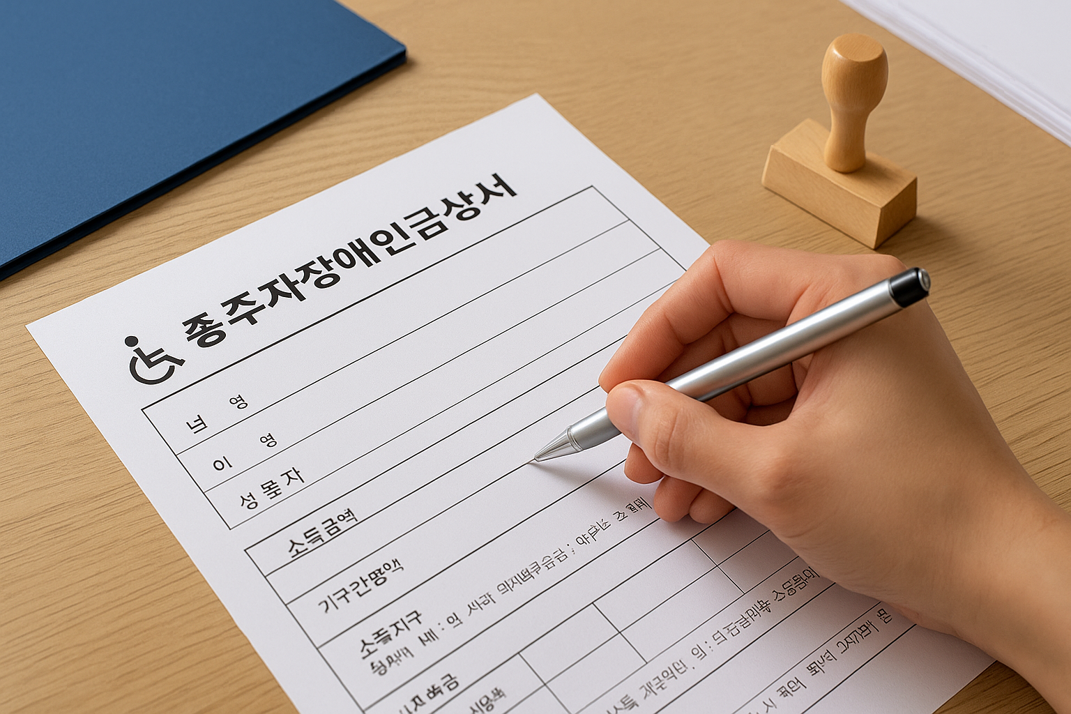 장애인-연금-신청서-작성하는-모습