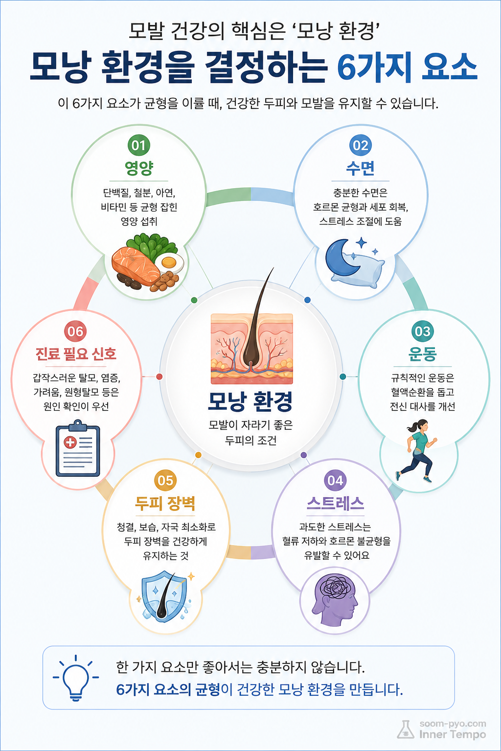 모발 건강을 위한 6가지 요소
