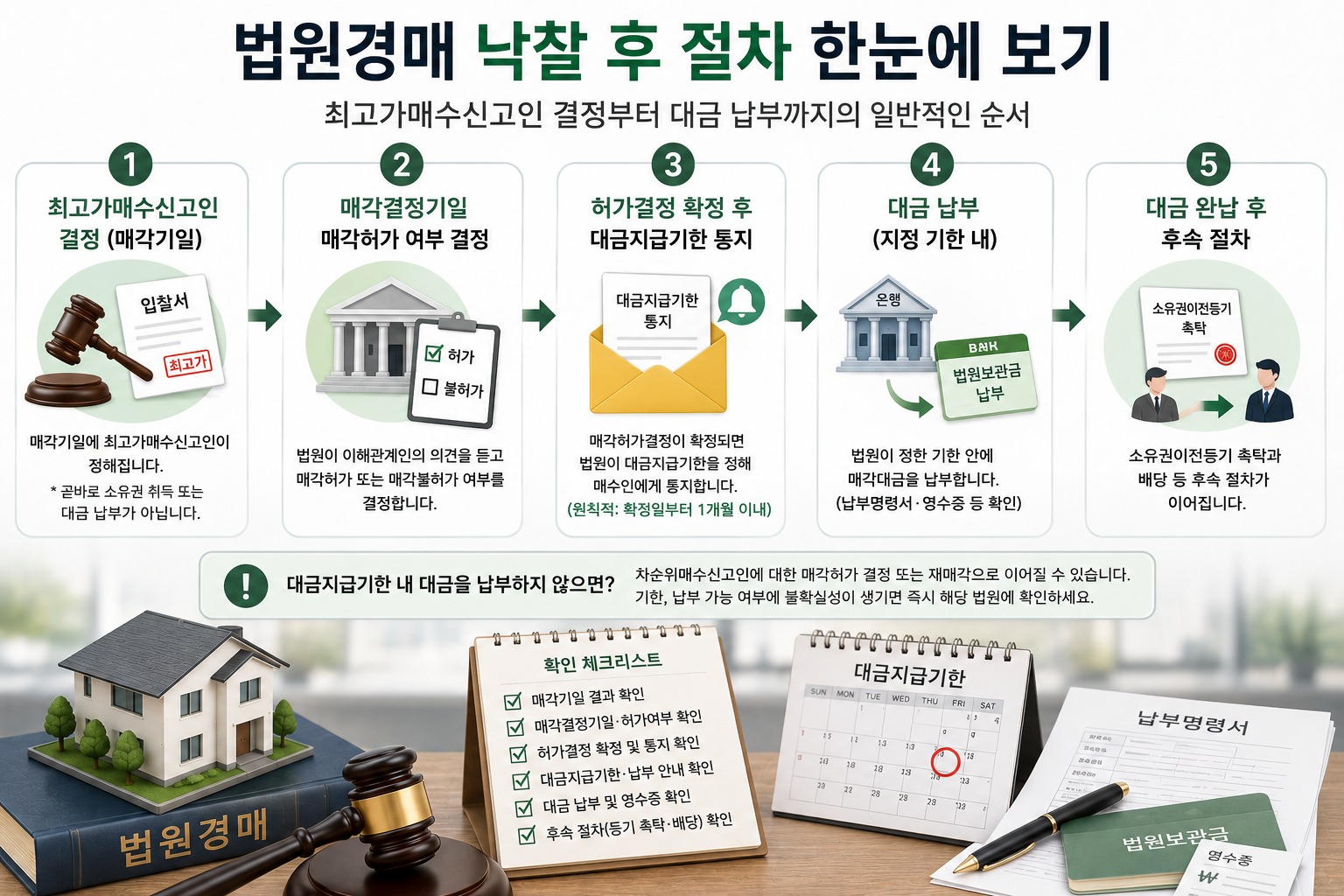법원경매 낙찰 후 최고가매수신고인 결정부터 대금 납부까지의 절차