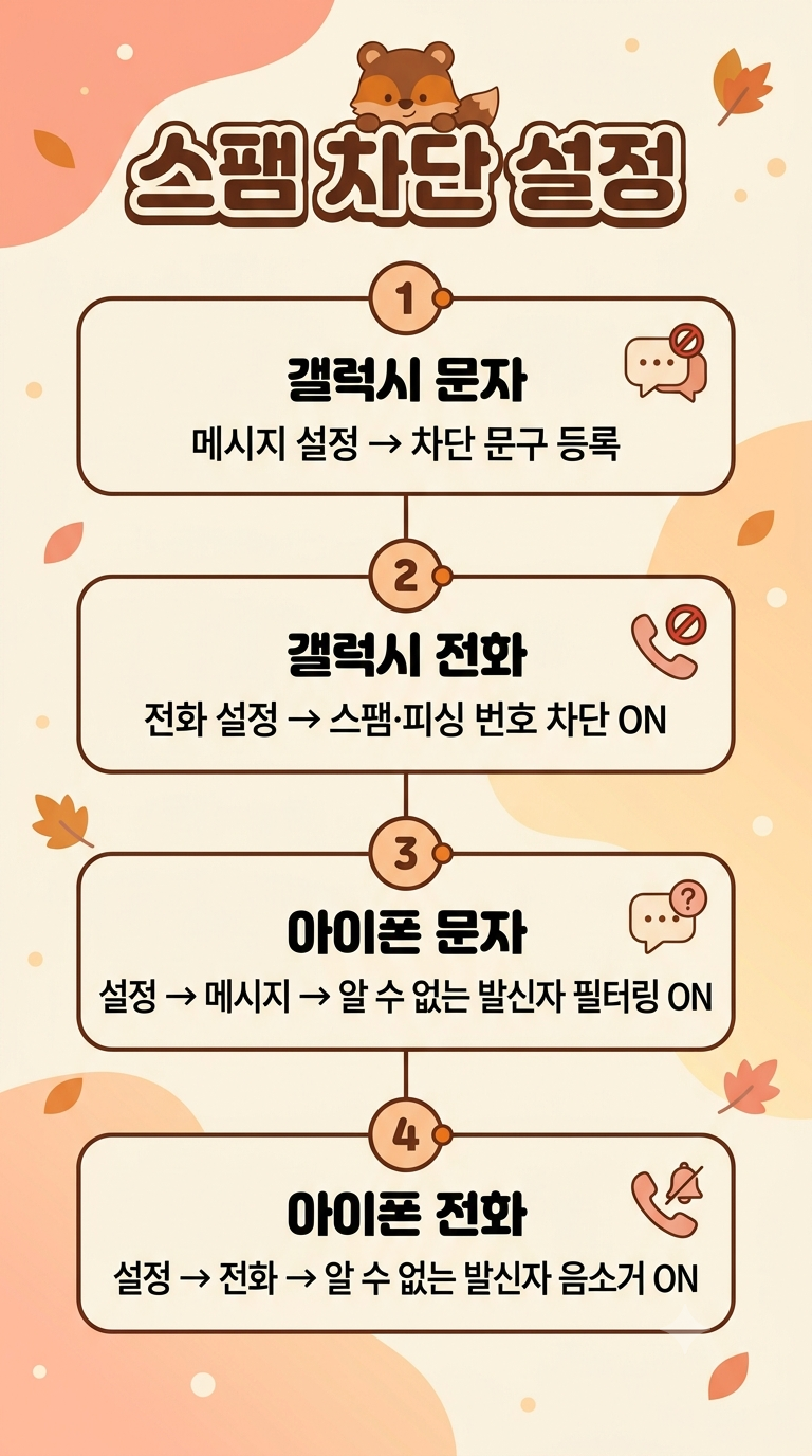 스팸 문자·전화 자동 차단하는 법, 갤럭시·아이폰 설정만으로 (앱 없이)