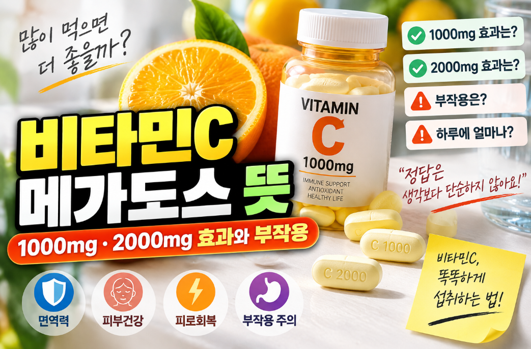 비타민C 메가도스 뜻｜1000mg&middot;2000mg 효과와 부작용