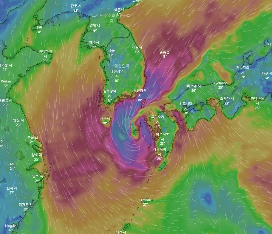 14호태풍난마돌예상경로