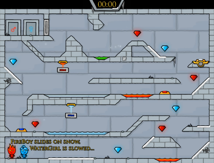 파이어보이-앤-워터걸3-아이스템플-게임하기-시작-화면