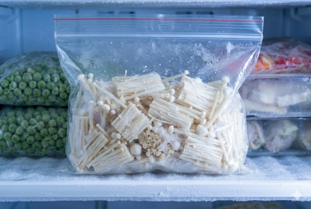 팽이버섯을 얼려 단단한 세포벽을 파괴함으로써 다이어트 핵심 성분인 키토산 흡수율을 300% 이상 끌어올리는 영양 극대화 냉동 보관법
