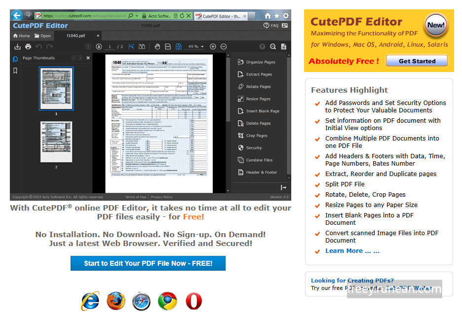 큐트PDF 에디터(CutePDF Editor) 다운로드: 웹 기반의 무료 PDF 편집!