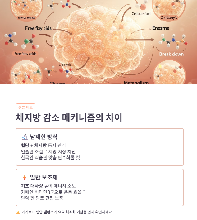 핵심 성분 비교! 체지방 감소 메커니즘의 다름