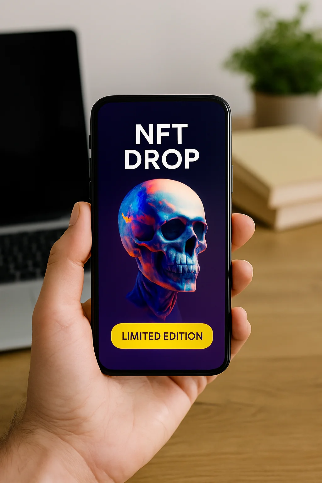NFT 아트 드롭 페이지 화면과 팬들이 몰린 디스코드 채널 장면