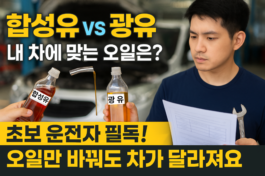 합성유와 광유를 비교하는 자동차 엔진오일 선택 가이드 이미지