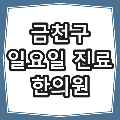 서울시 금천구 일요일 진료 하는 한의원