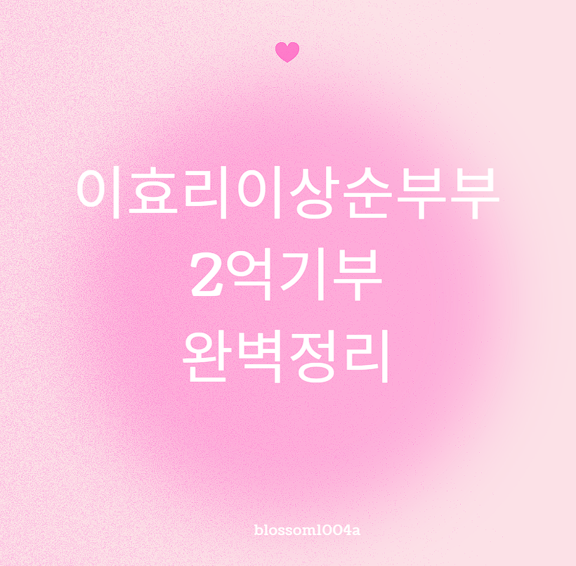 이효링이상순부부 2억 기부