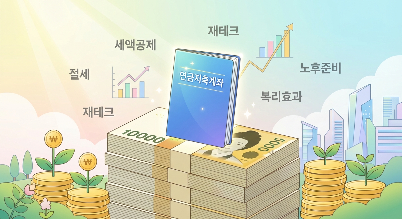 세금 공제를 최대로 받는 연금저축계좌 활용법을 보여주는 그래픽